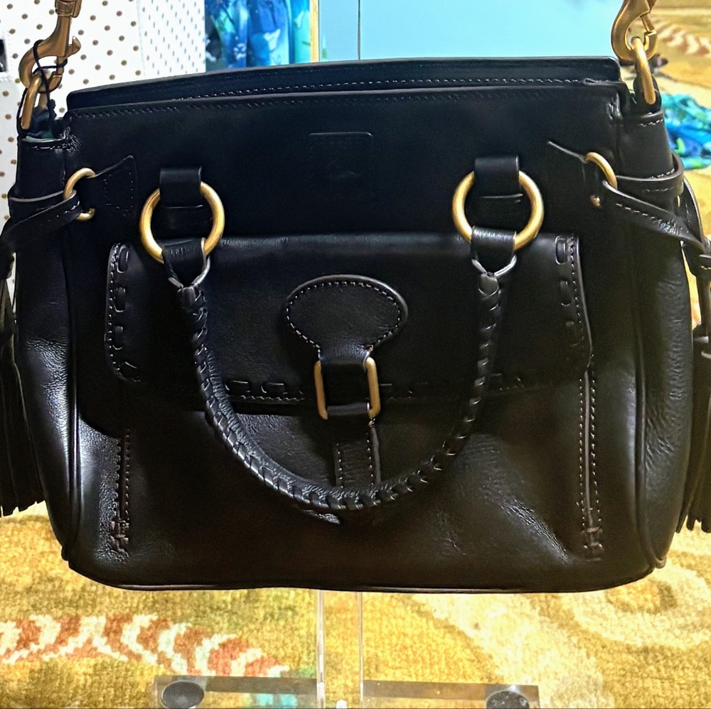 Dooney & Bourke Black Florentine Leather Satchel  Crossbody Bag NWT - Picture 4 of 16